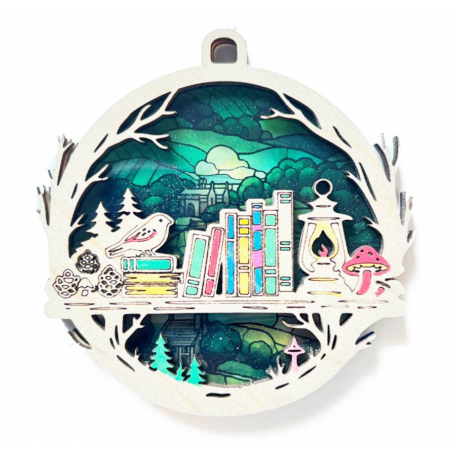 Bookshelf in the Forest Ornament Suncatcher