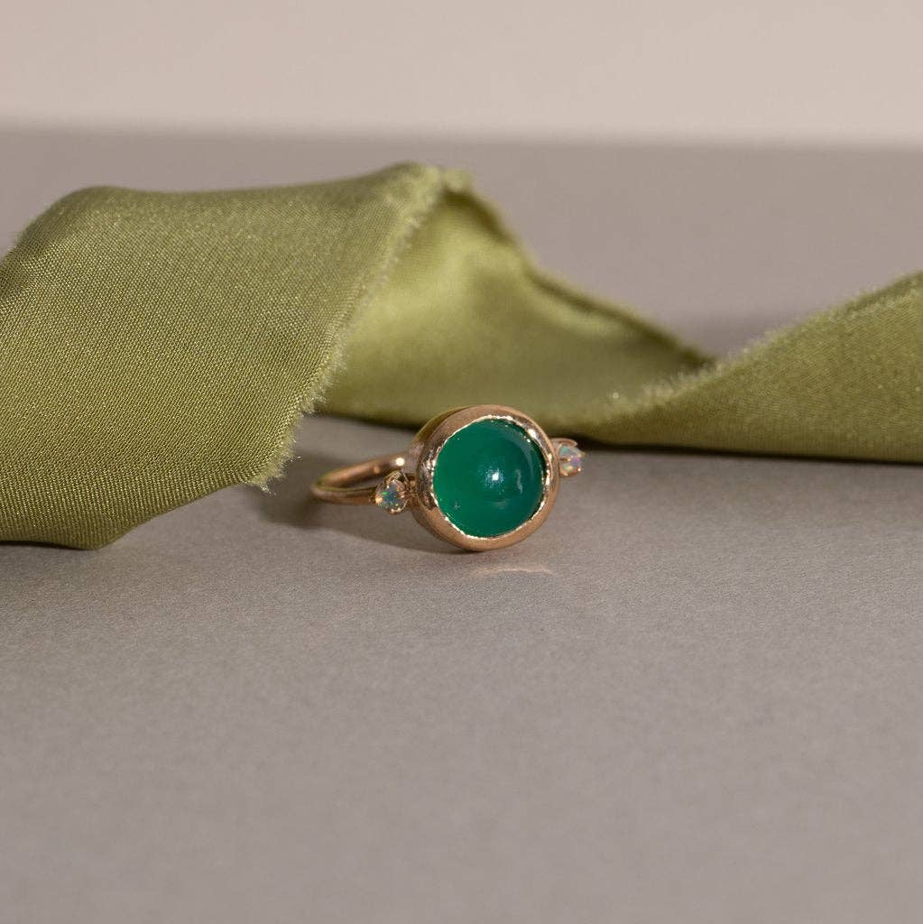 Hidden Star Ring with Green Onyx and Moonstone