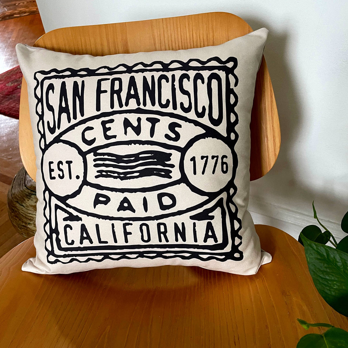 Custom Vintage Postage Stamp Pillow - City & State Postmark: 16x16 Pillow