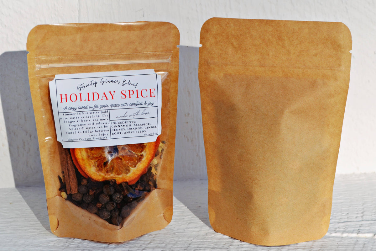 Simmer Stovetop Potpourri Holiday Spice Fall Christmas Blend: Brown kraft standup pouch