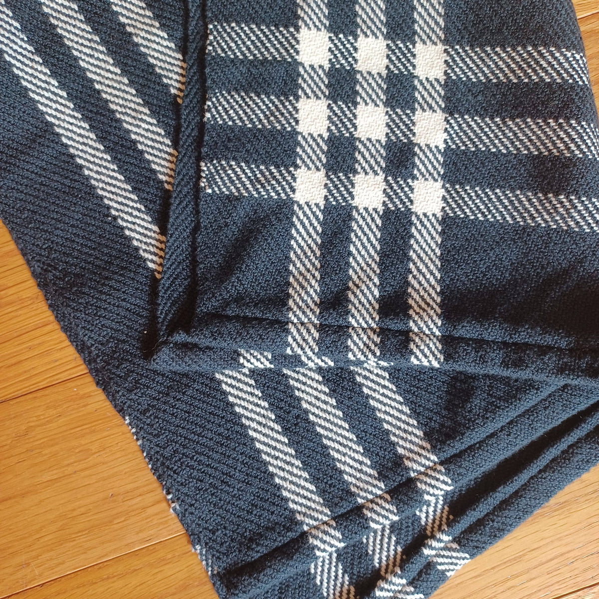 Checkered-Twill Handwoven Towel: Black and White