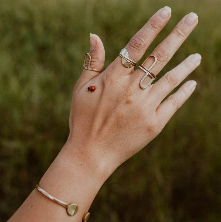 Silver Dot Dash Dash Ring