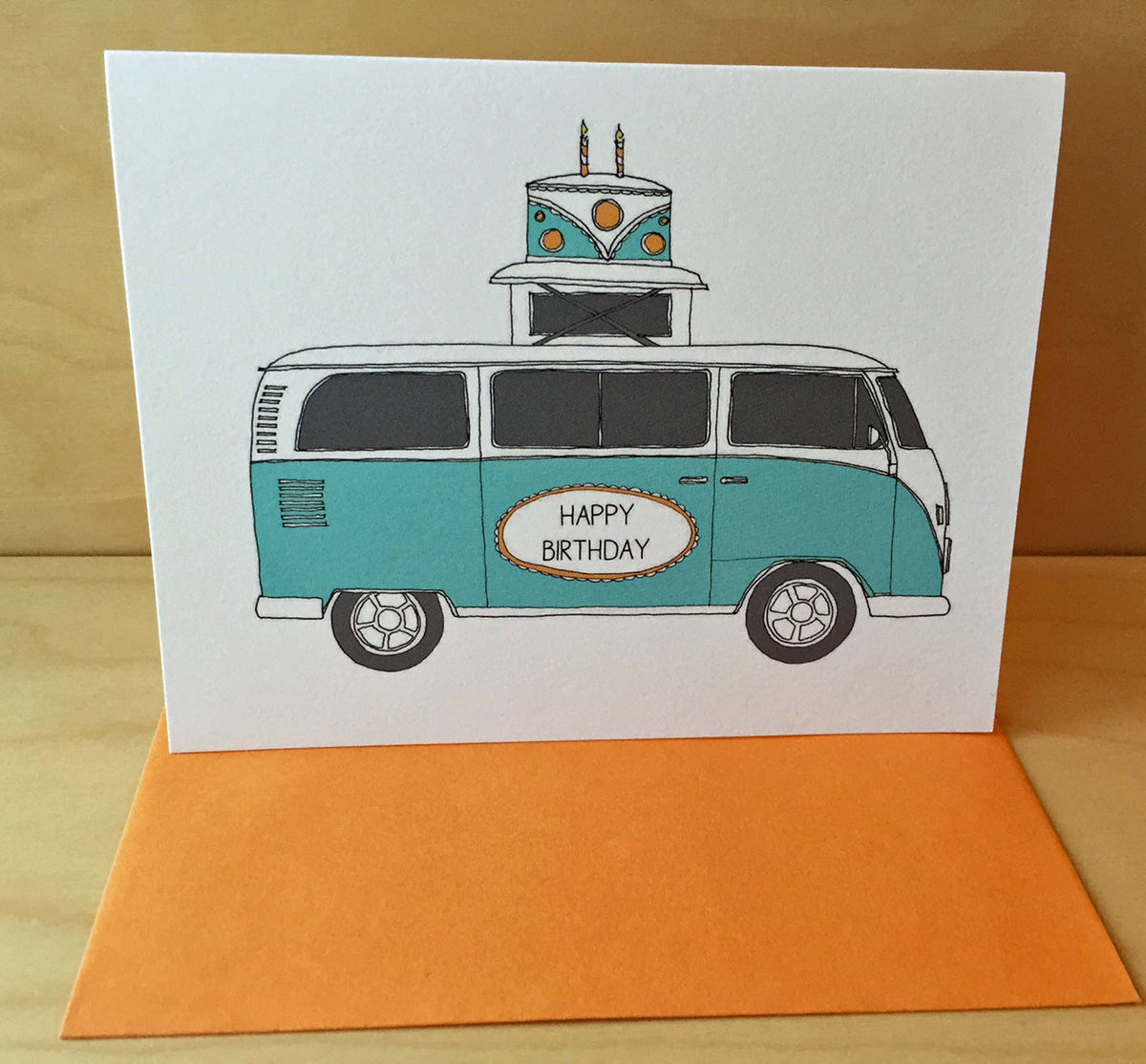 Camper Birthday Card: Aqua