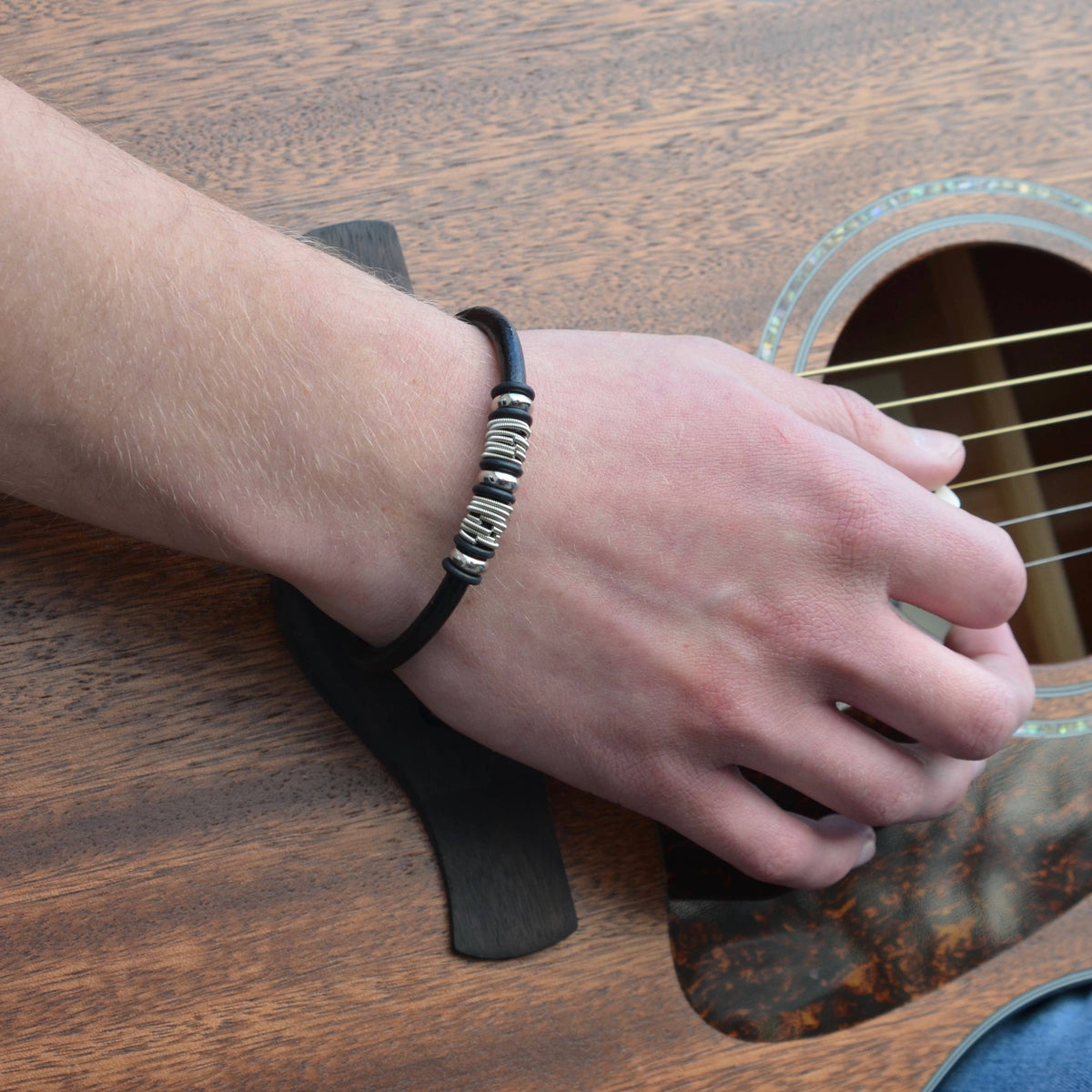 Staccato Wound Up Leather Bracelet - Black