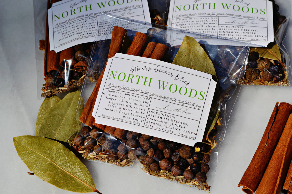 Simmer Pot Stovetop Spice Christmas Holiday "North Woods": Brown kraft standup pouch