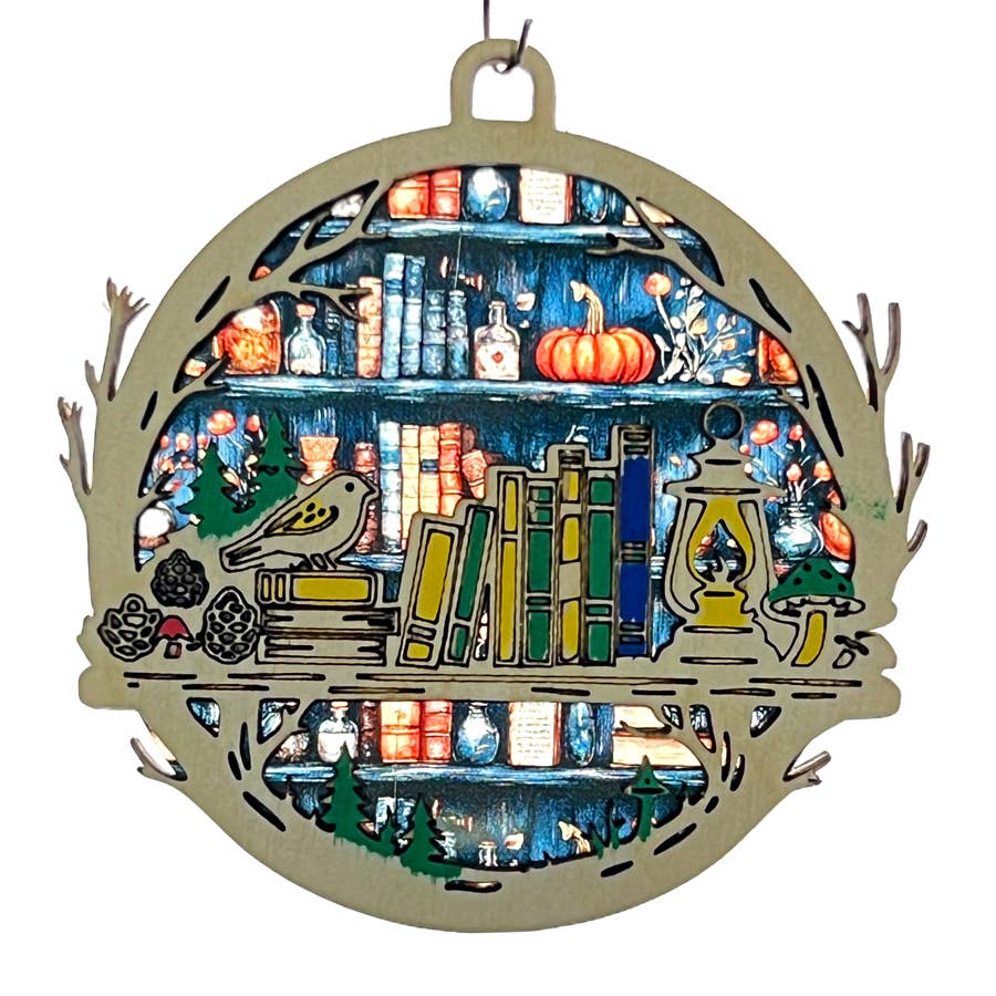 Bookshelf in the Forest Ornament Suncatcher