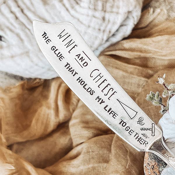 Handmade artisan wine and cheese spreader with engraved heartfelt message, ideal special gift. - WIne And Cheese Spreader
