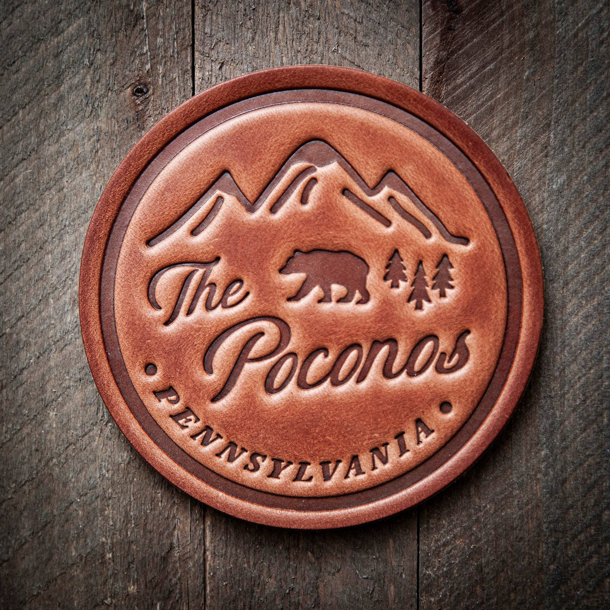 The Poconos Pennsylvania Leather Coaster