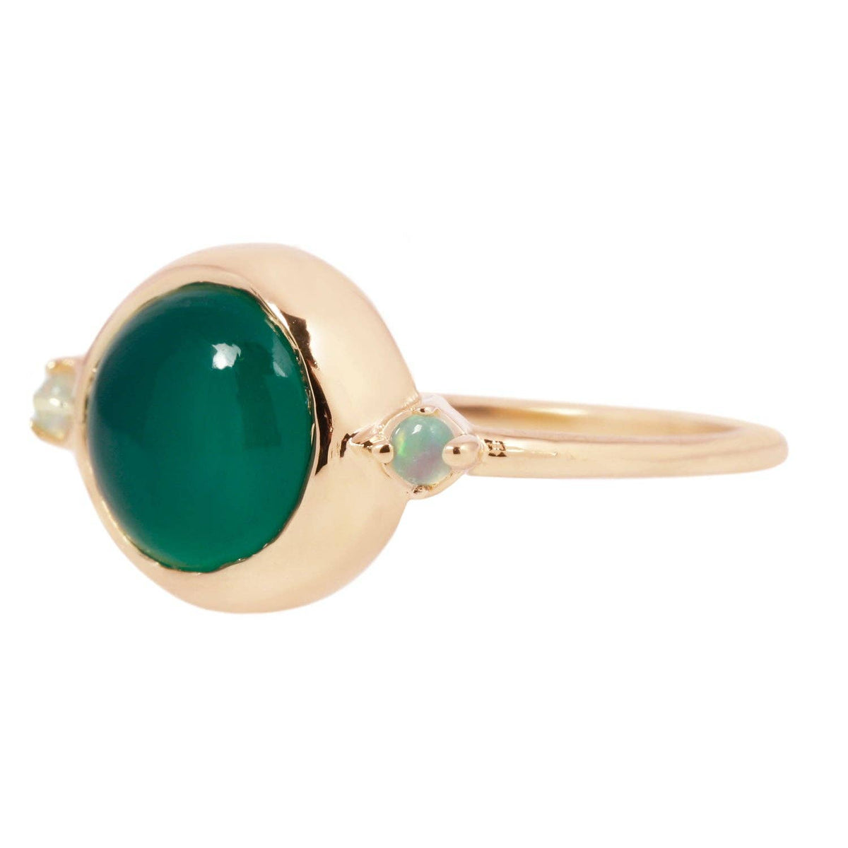 Hidden Star Ring with Green Onyx and Moonstone