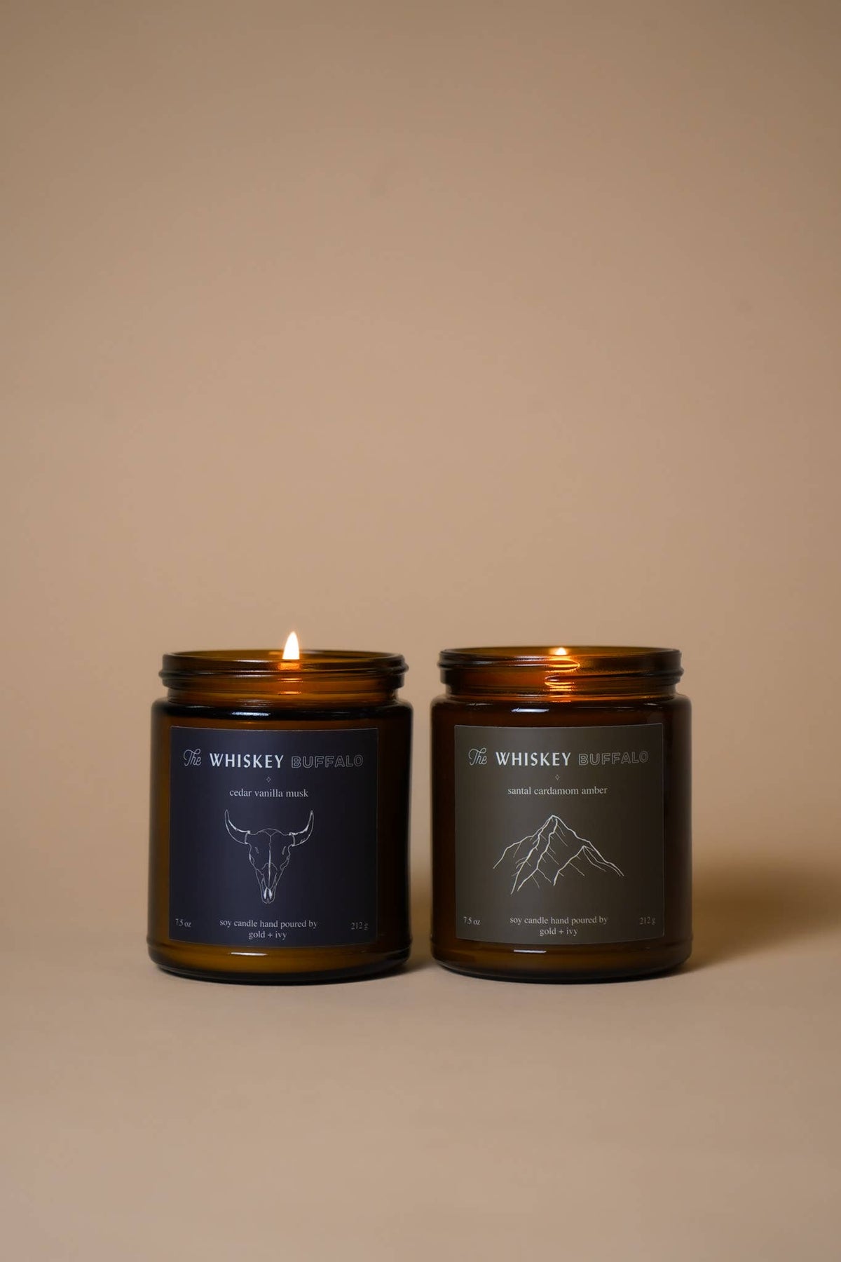 Custom Branded Soy Candles - 7.5 oz - Amber: Gold Lid / Maple chai