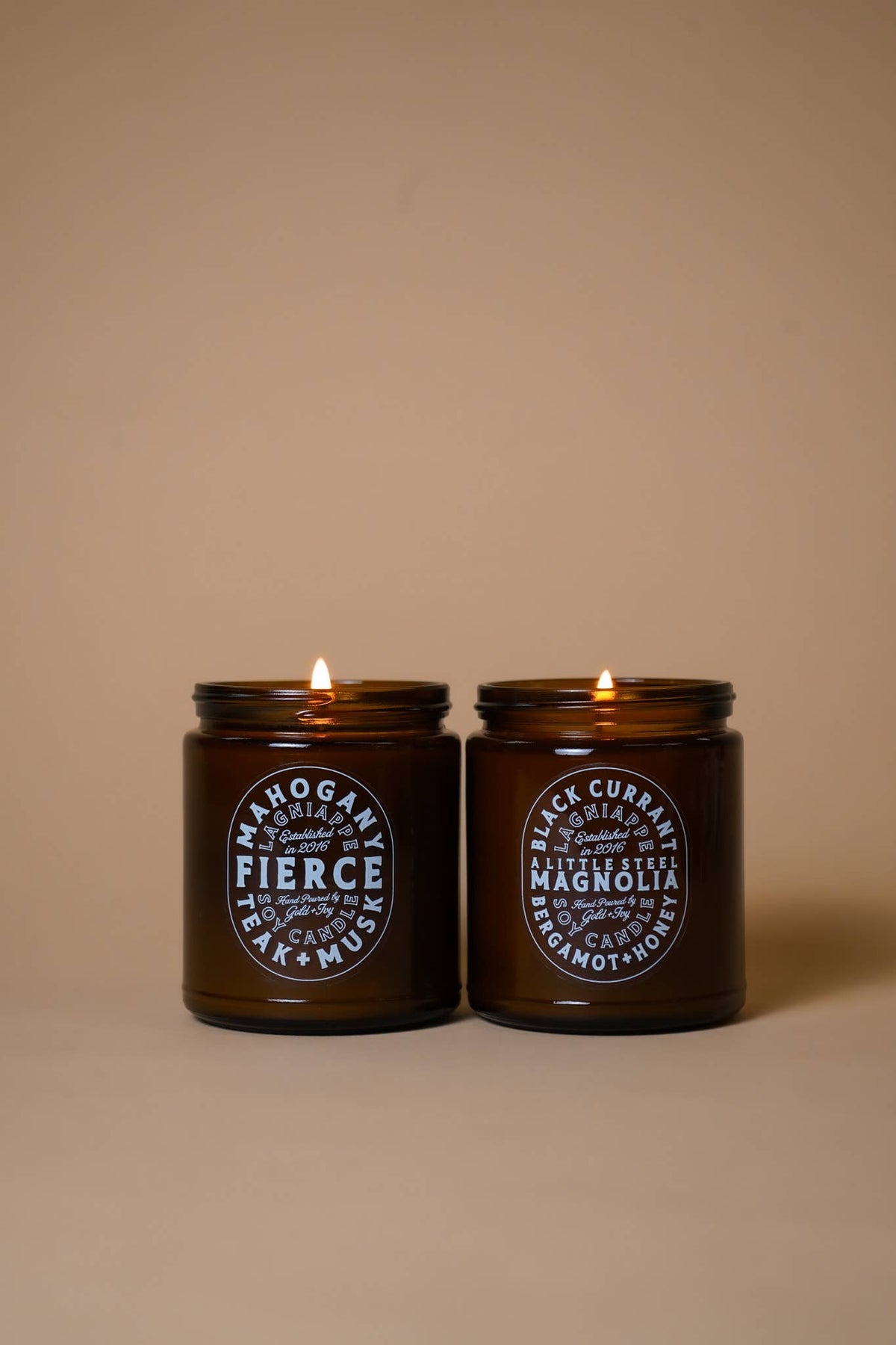 Custom Branded Soy Candles - 7.5 oz - Amber: Gold Lid / Maple chai
