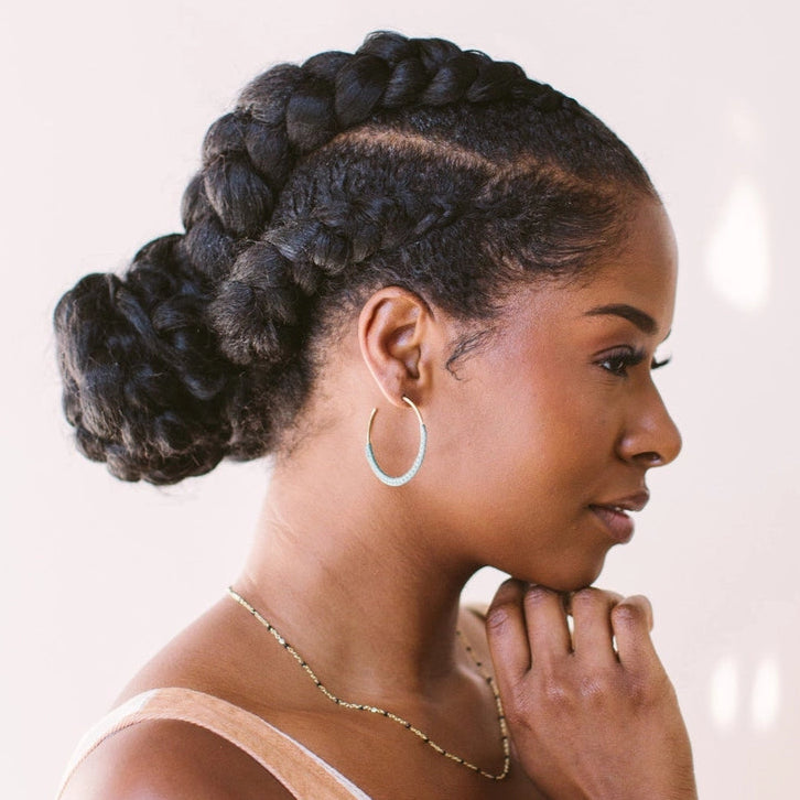 macrame hoop brass earrings