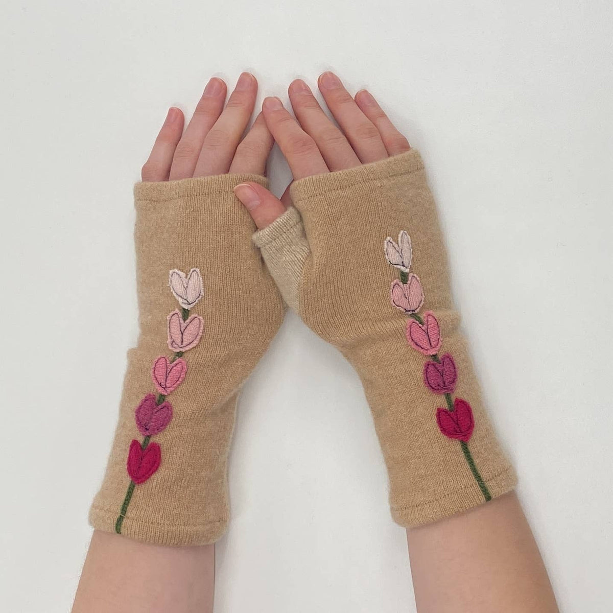 Lupine Gold Fingerless Cashmere Gloves