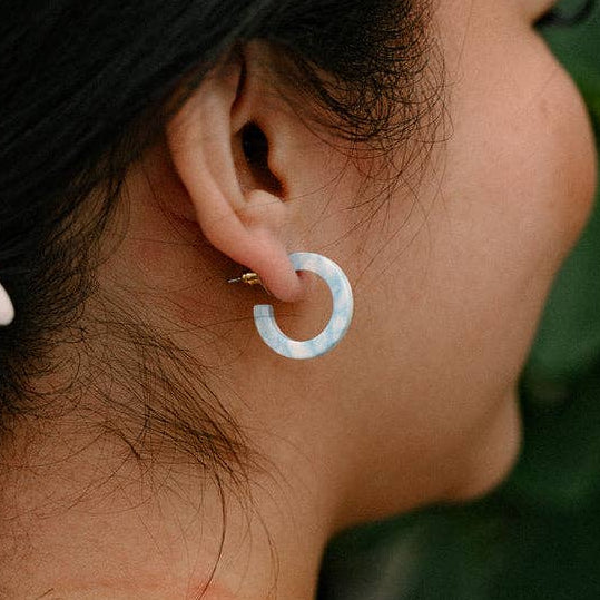 Micro Cam Mini Hoops in Saltwater Blue