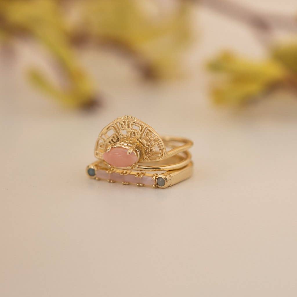 Cha Cha Bar Ring with Pink Opal and Opal