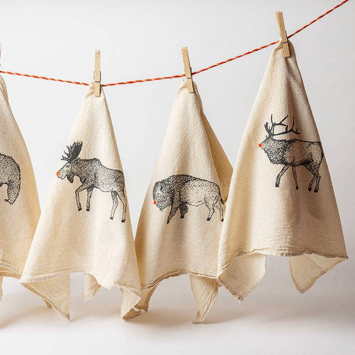 Red Nose Moose Kitchen Towel