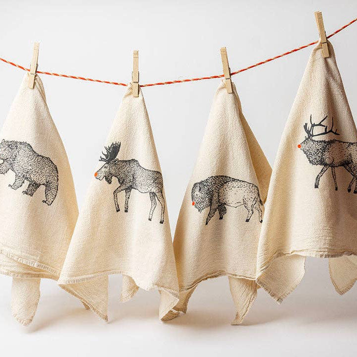 Red Nose Elk Kitchen Towel