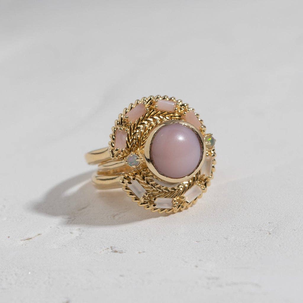 Hidden Star Ring with Pink Opal and Opal