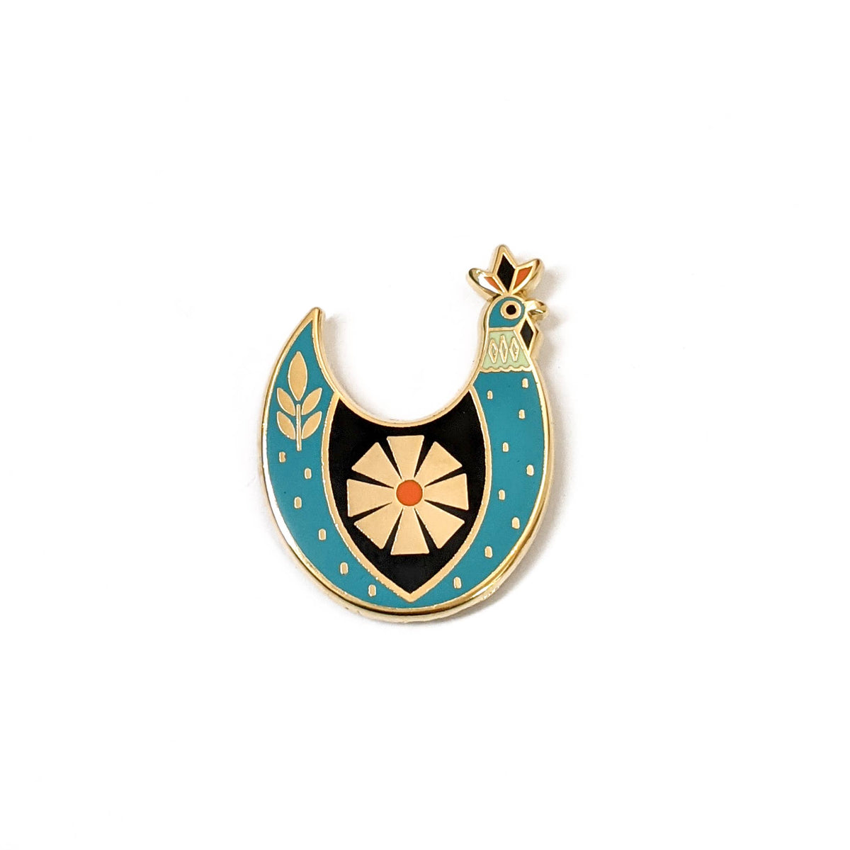 Teal Chicken Enamel Pin