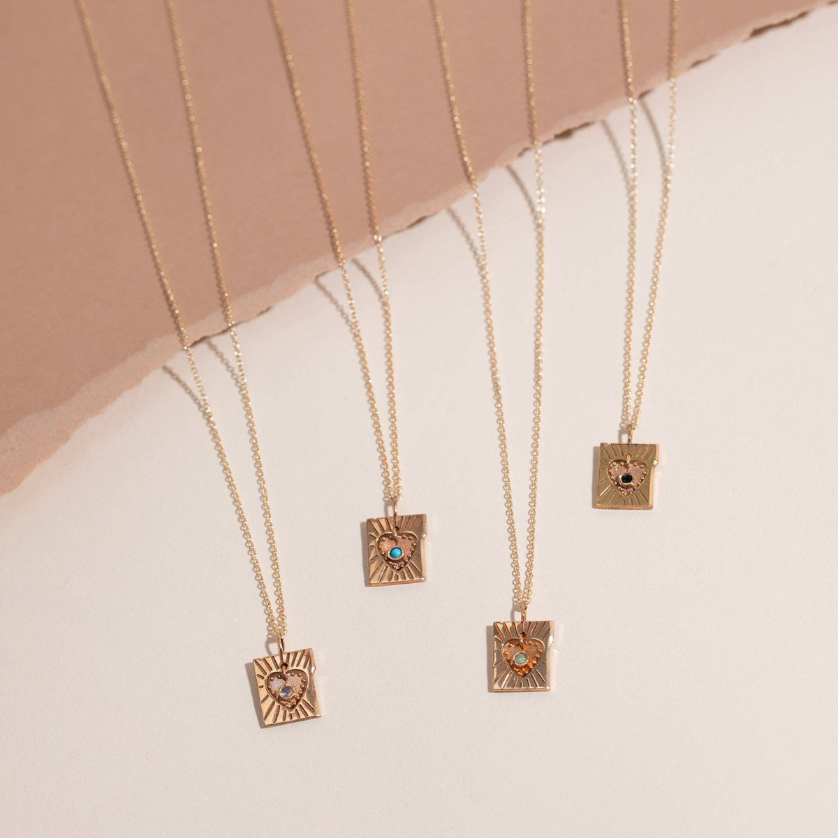 Lace Heart Necklace with Moonstone