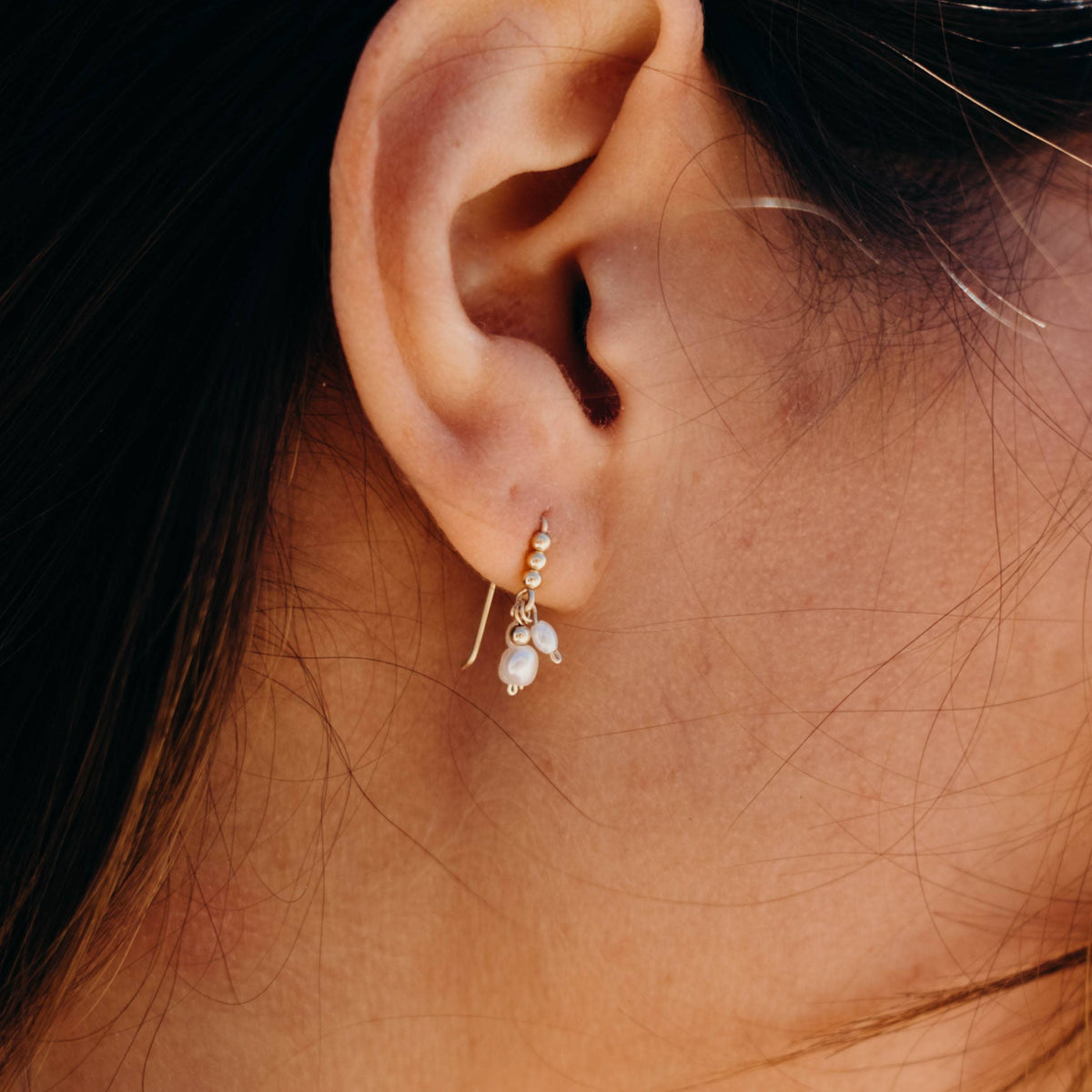 Pearl Drop Stud Earrings