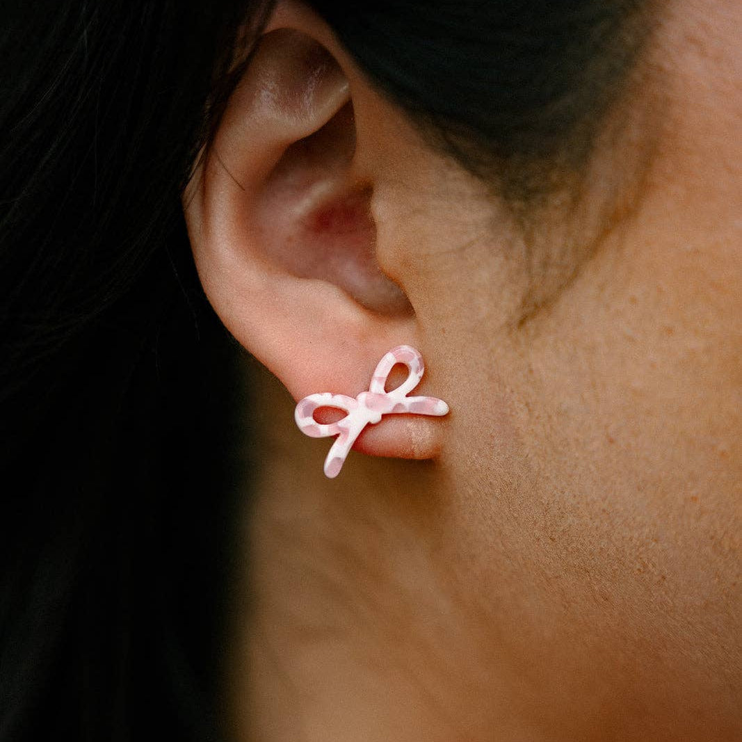 Bowie Studs in Powder Pink Dot