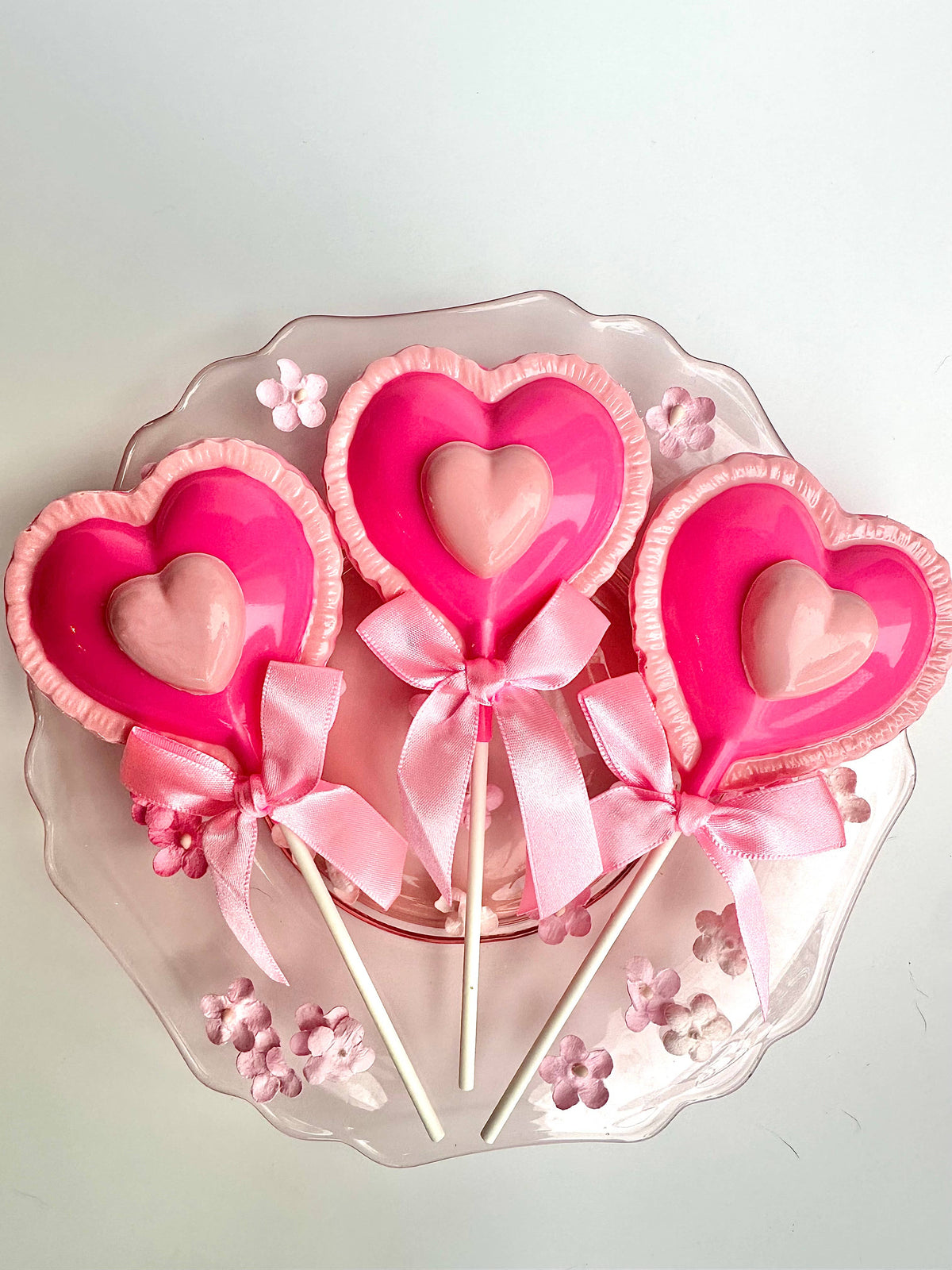 Large Hot Pink Heart Lollipops