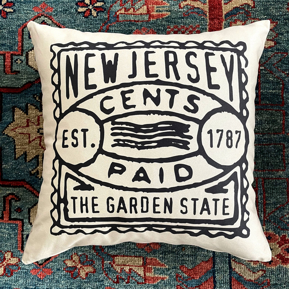 Custom Vintage Postage Stamp Pillow - City & State Postmark: 16x16 Pillow