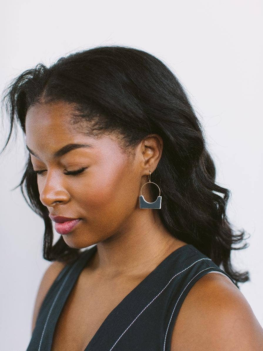 Striped Porcelain Hoop Earrings