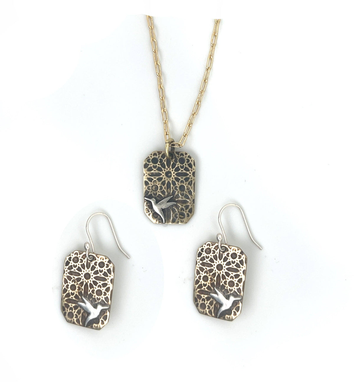 Starburst Necklace with Humming Bird