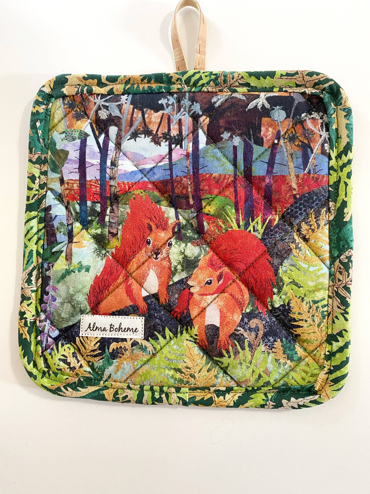 Woodland Squirrels Cork Potholder