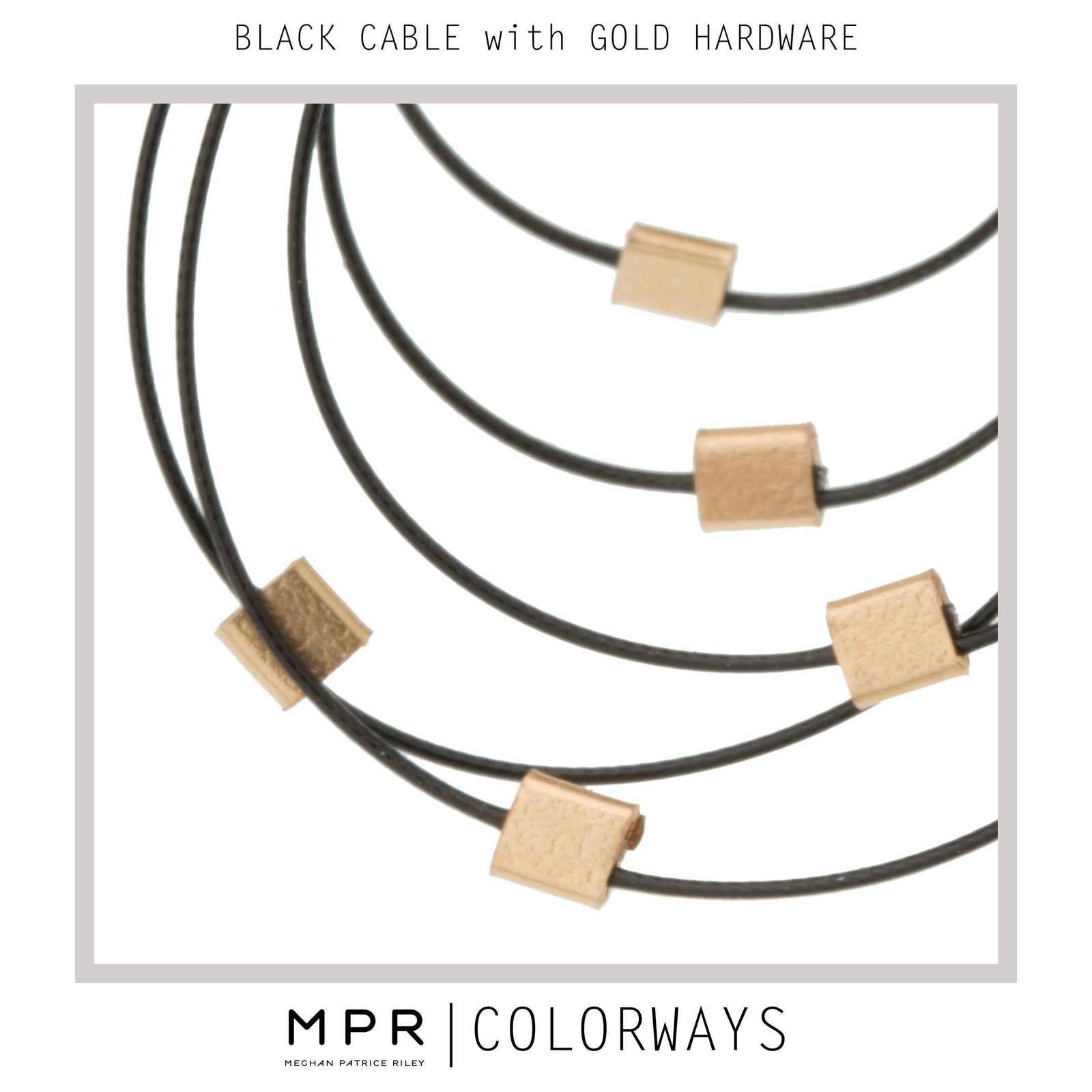 Handmade artisan earrings featuring black cable hoops with unique matte gold square accents, perfect gift. - Mini Circles Post Earrings with Black Cable