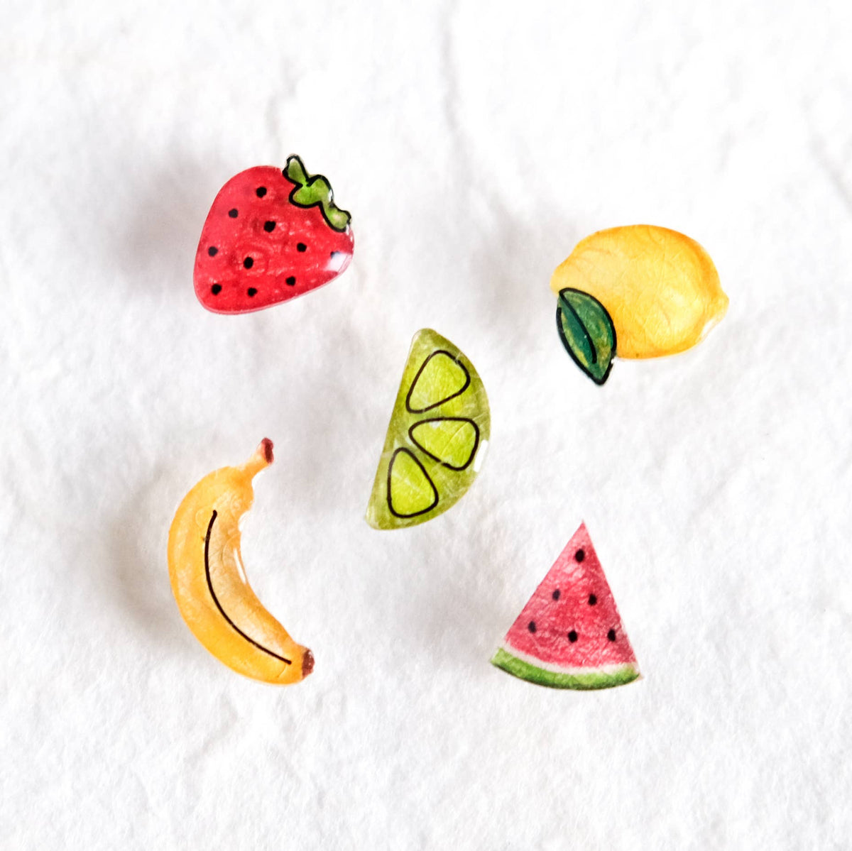 Mixed Fruit Stud Earrings (Set of 5)