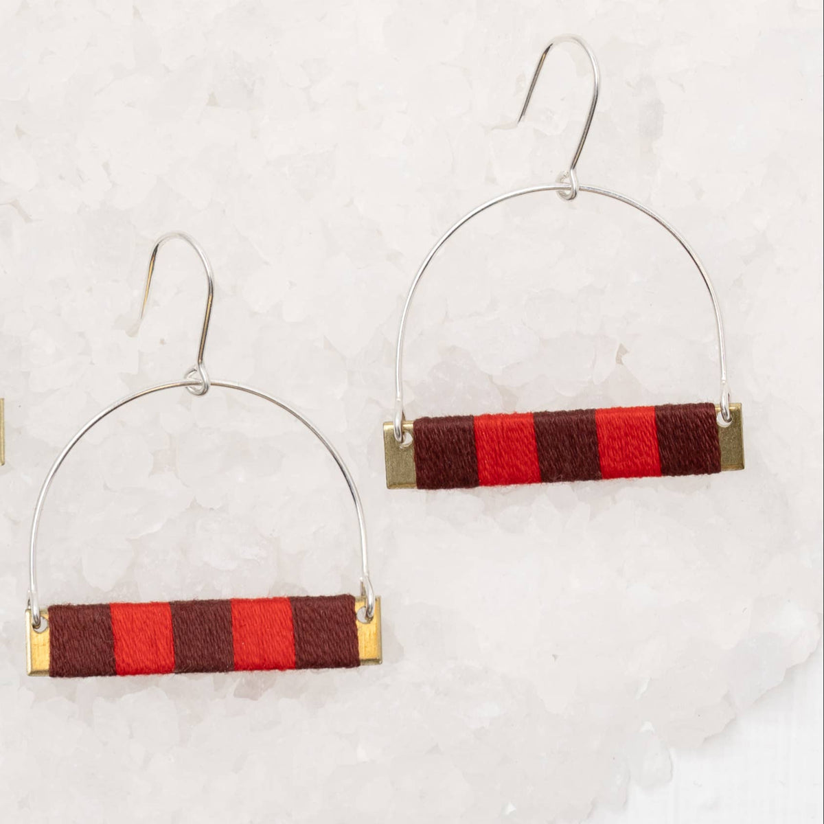 Checkerboard Earrings in Cherry & Plum