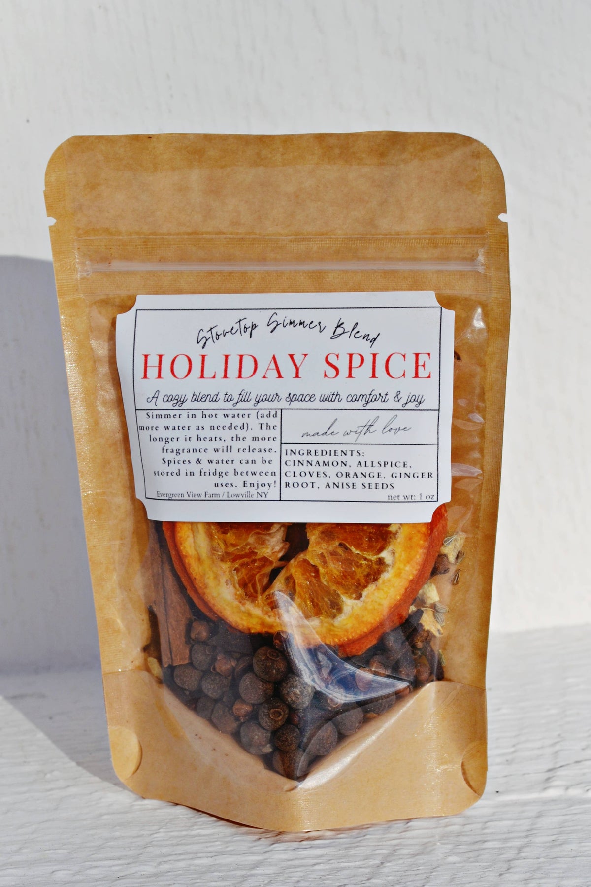 Simmer Stovetop Potpourri Holiday Spice Fall Christmas Blend: Brown kraft standup pouch