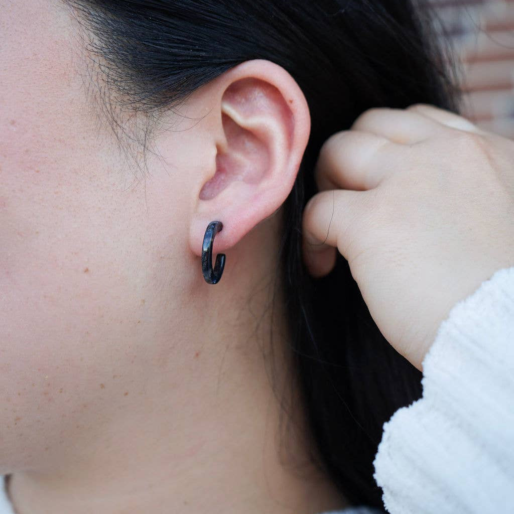 Micro Cam Mini Hoops in Midnight Shimmer