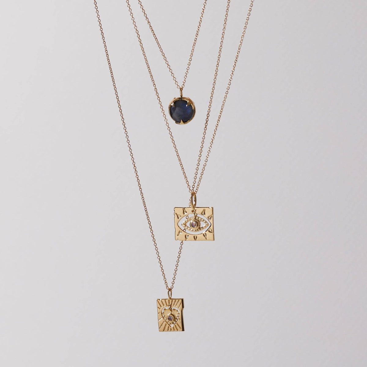 Lace Heart Necklace with Moonstone