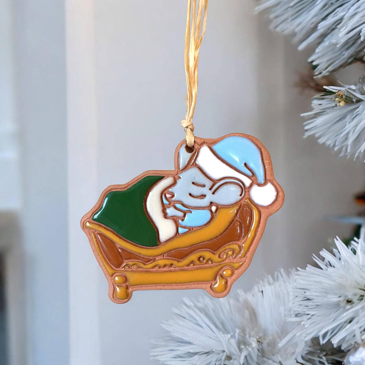 Christmas Mouse Sleeping Ornament