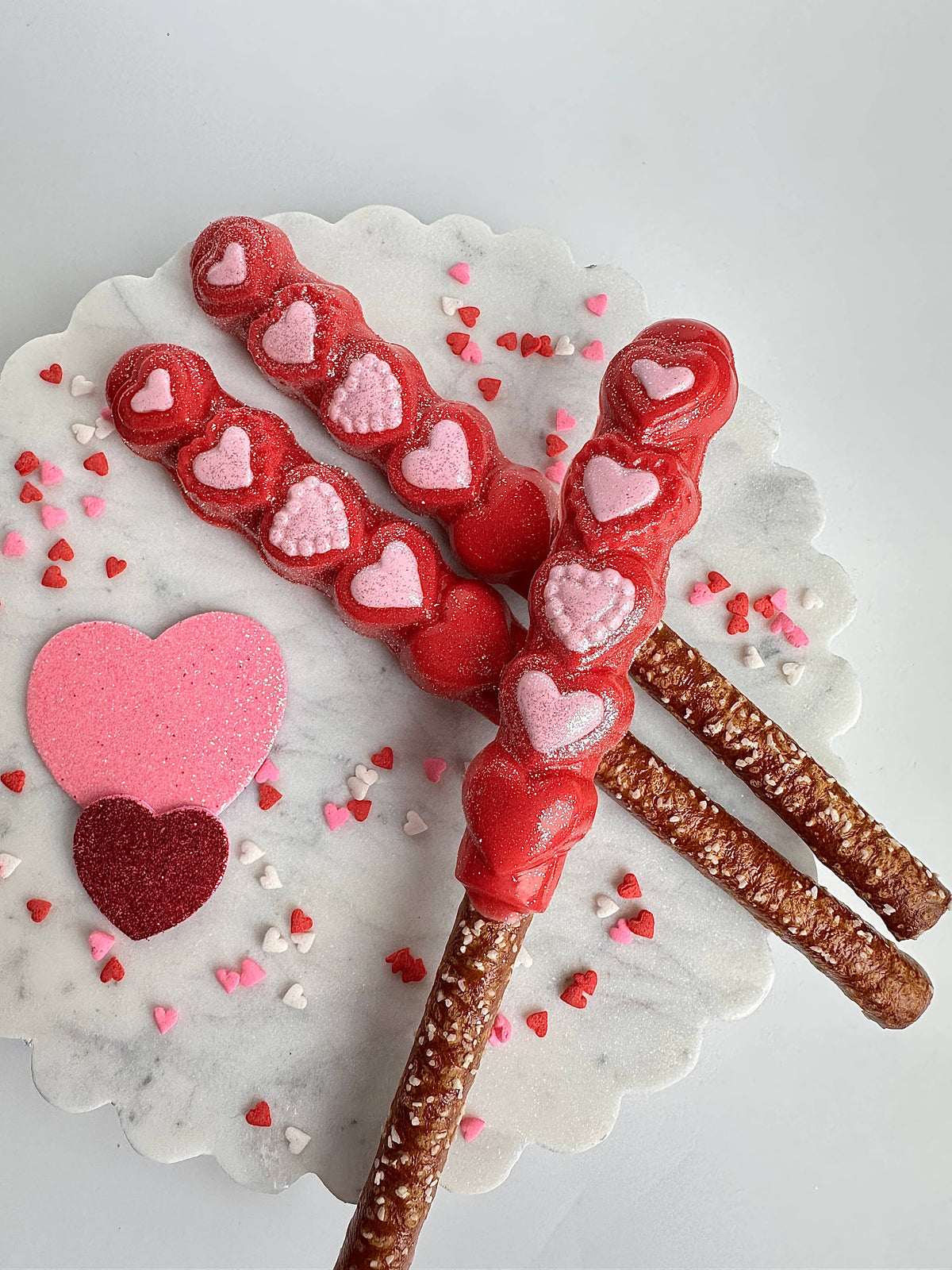 Valentine Hearts Pretzel Rods