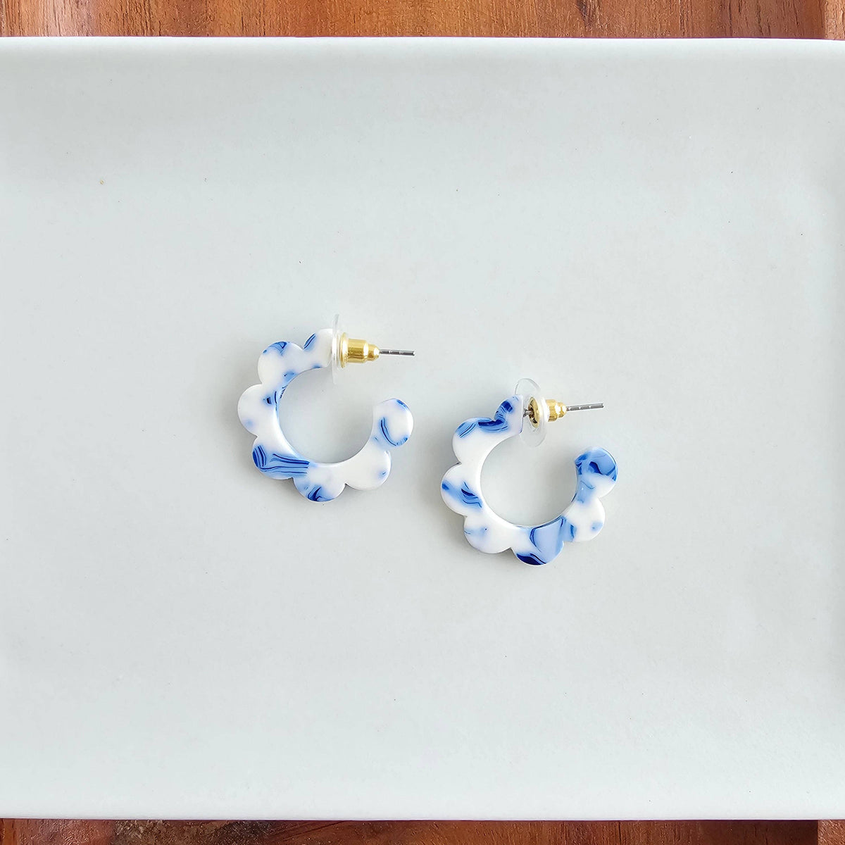 Flora Mini Hoops in Greek Goddess Blue