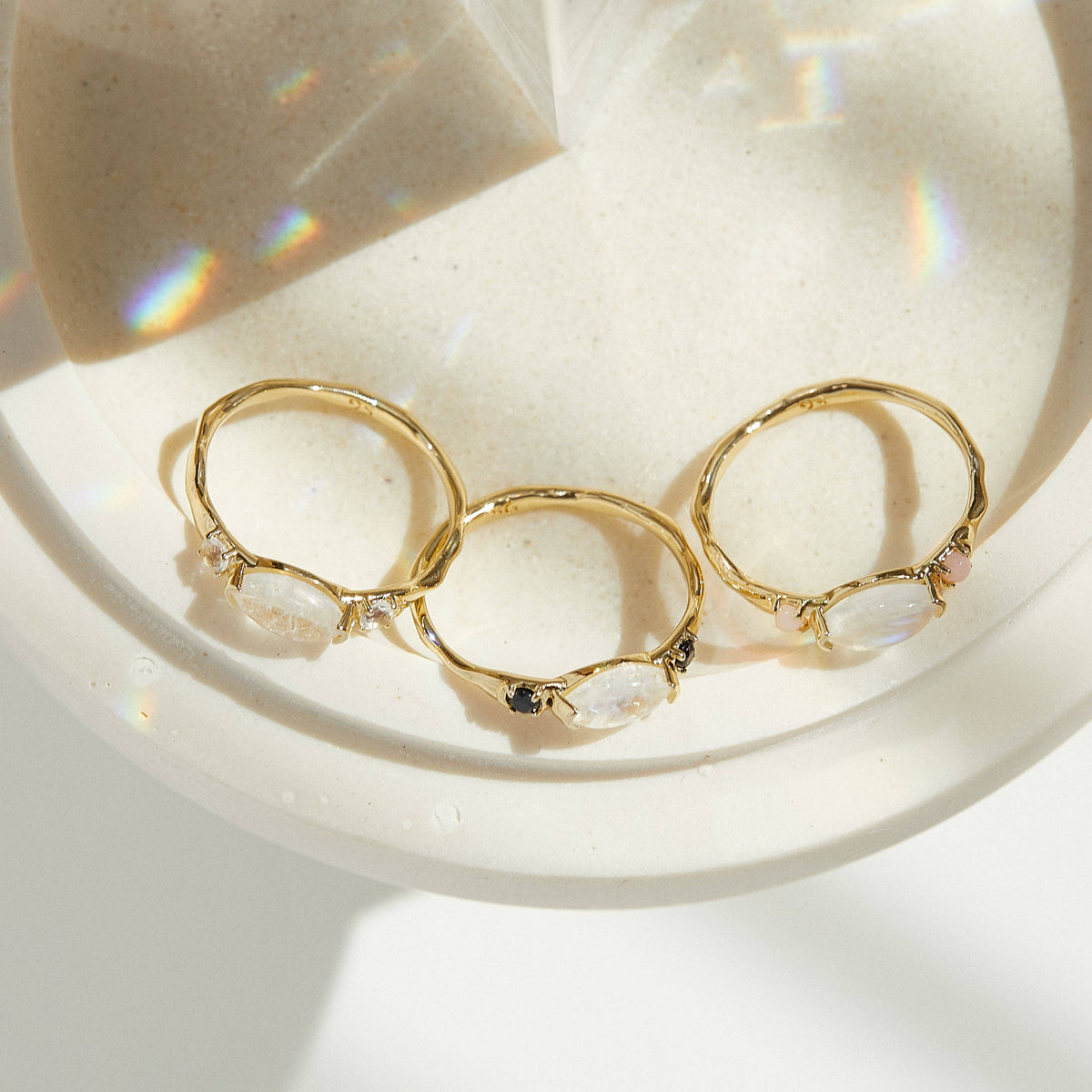 Mona Ring with Moonstone and Pink Opal