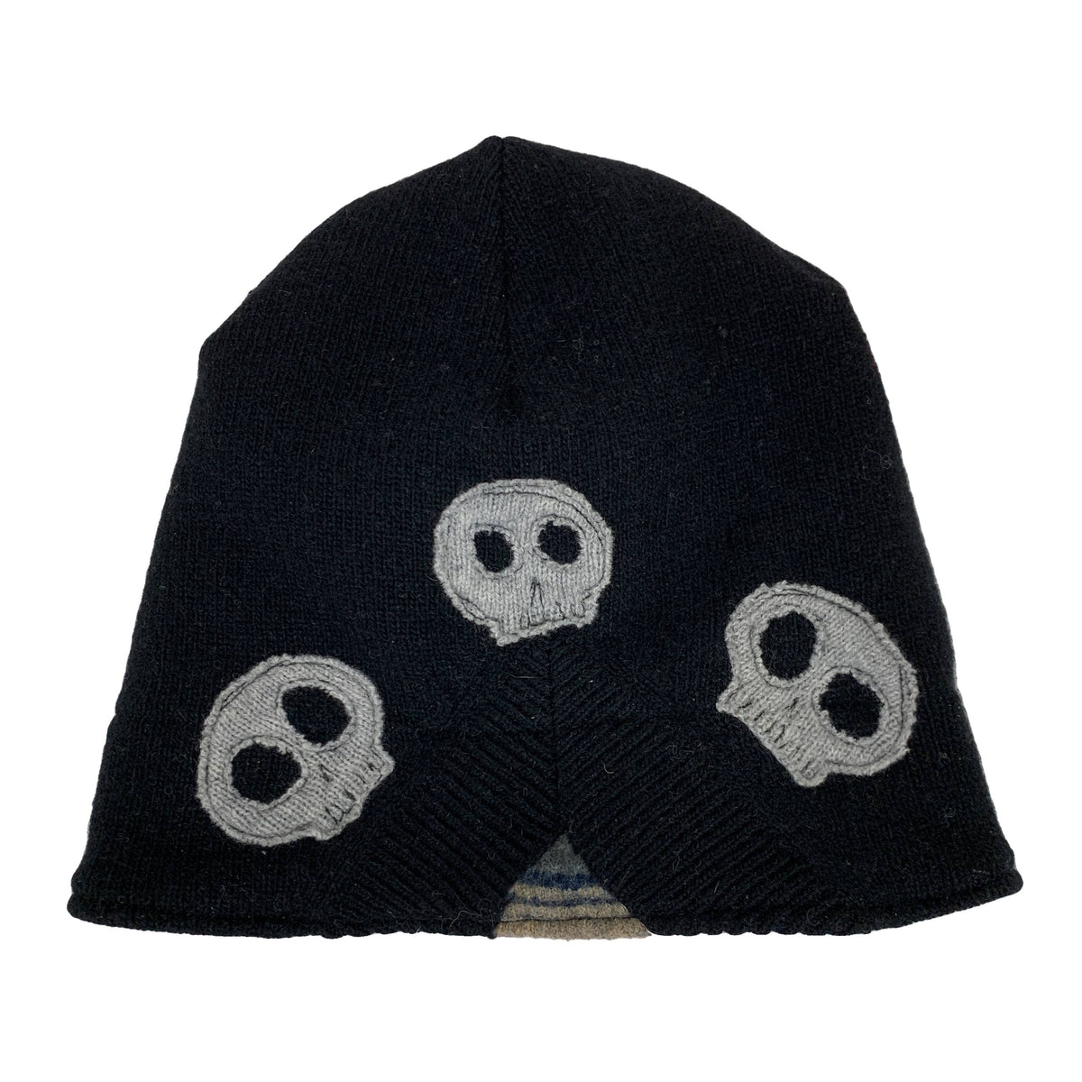 Black Skull Wool Beanie Hat