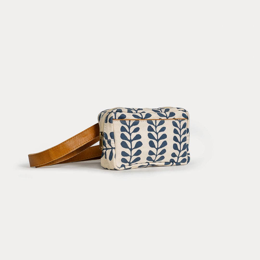Block Print Belt Bag - Indigo Fern