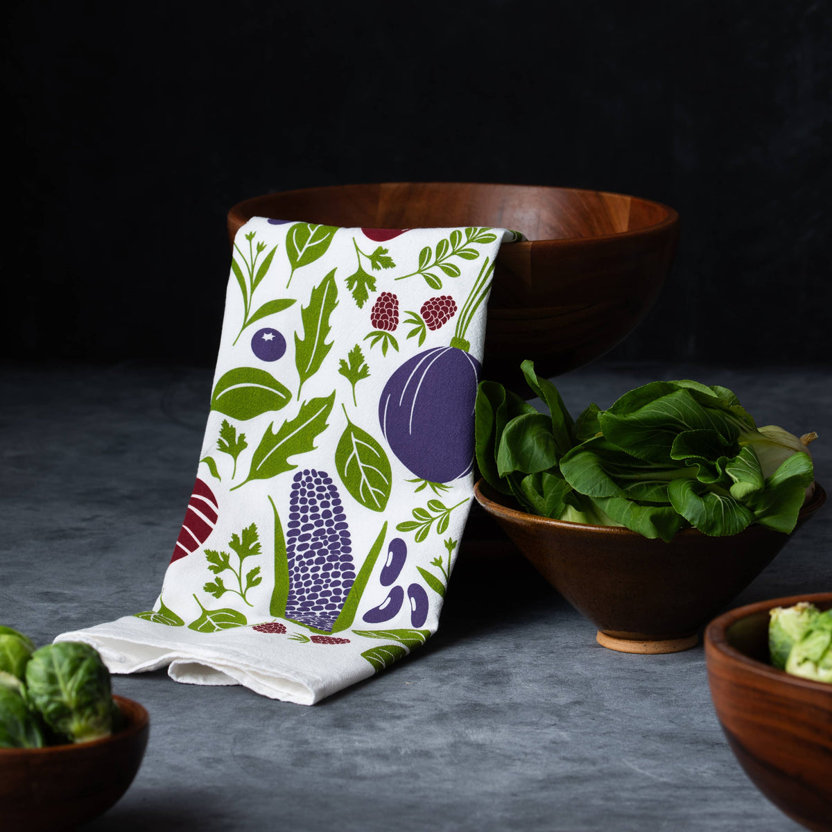 Farmers Market (Purple) Tea Towel