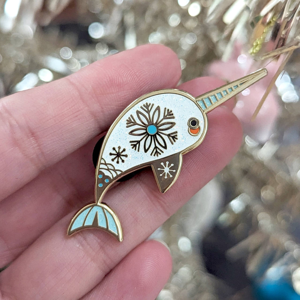 Winter Narwhal Enamel Pin