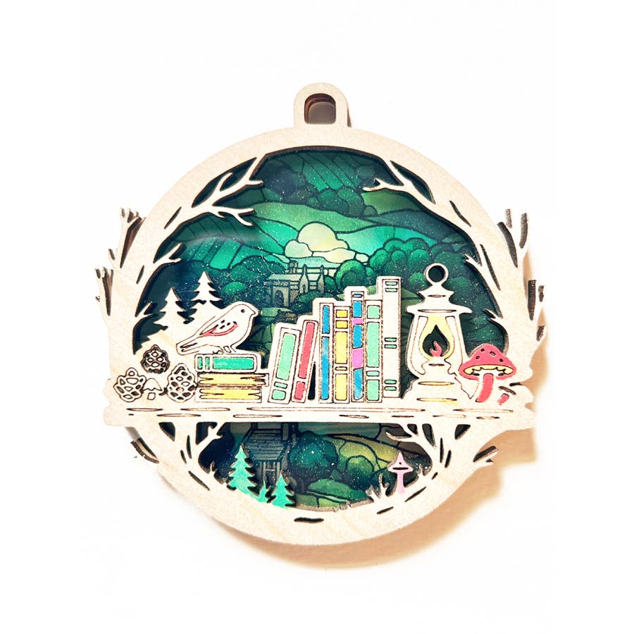 Bookshelf in the Forest Ornament Suncatcher