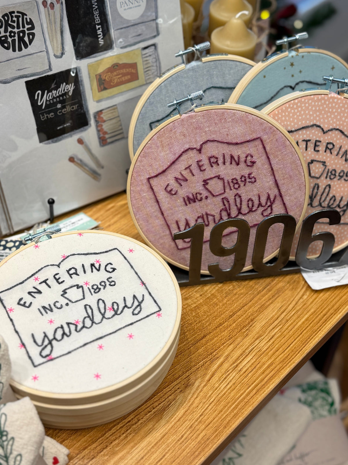 Yardley Town Sign Embroidery Hoop Art