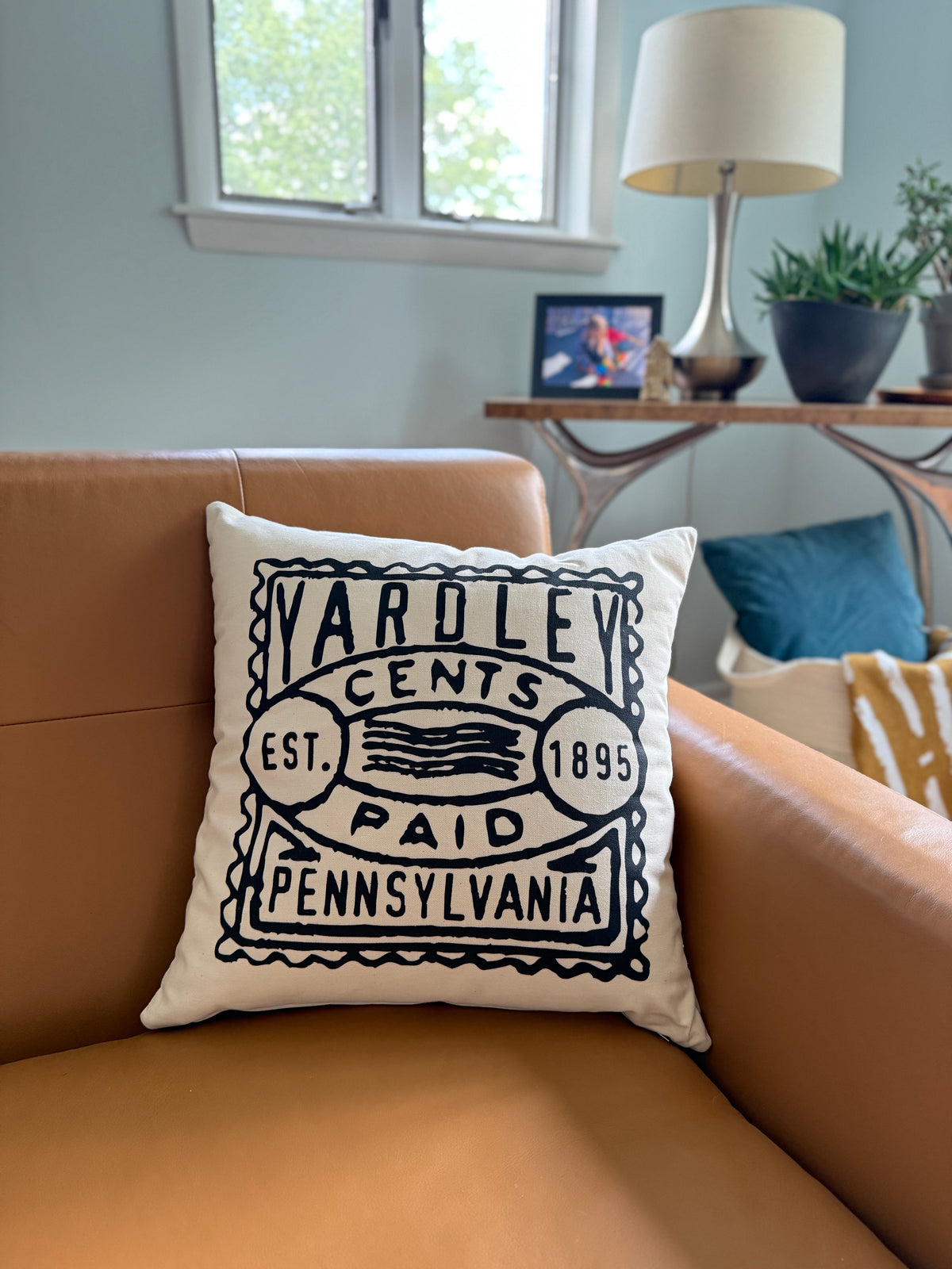 Yardley Vintage Postage Stamp Pillow 16x16