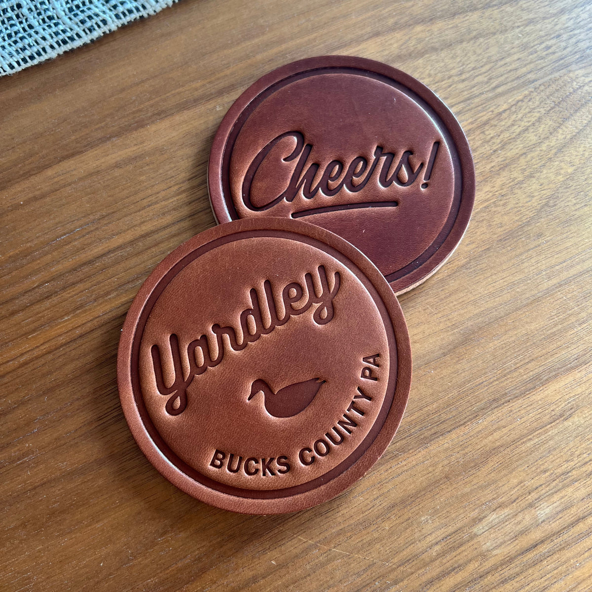 Bucks County Covered Bridge Leather Coaster
