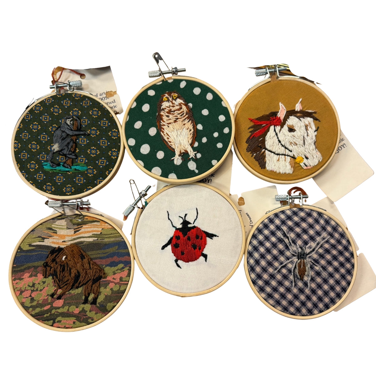 Hand-Embroidered Hoop Wall Art: Animals